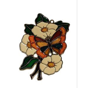 Vintage Butterfly and Flowers SunCatcher